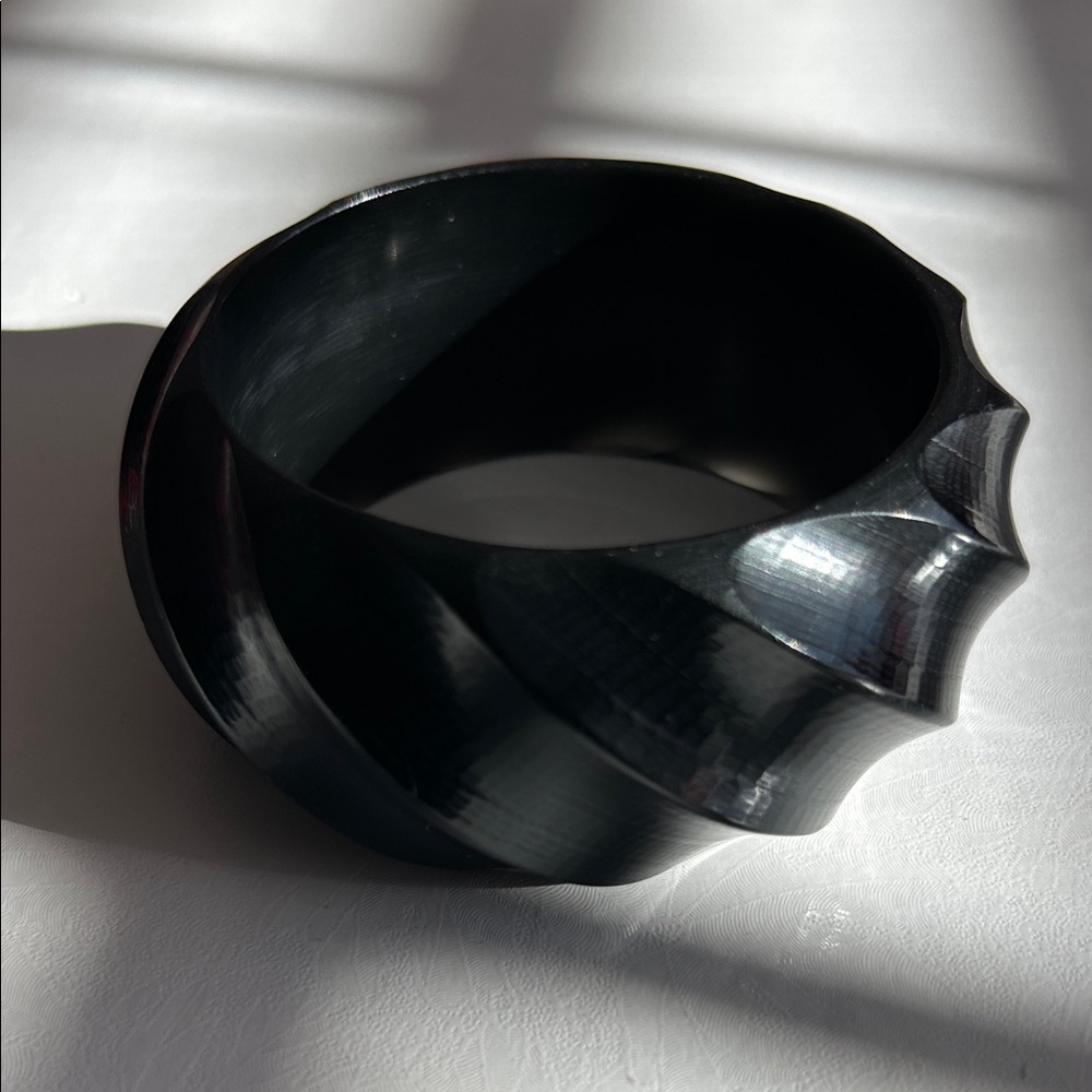Black Sculpted Bangle Bracelet